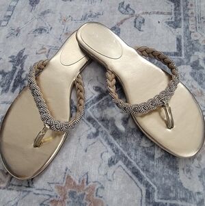 Nine West Gold and Tan Braided Sandals